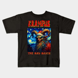 Krampus in starry night Kids T-Shirt